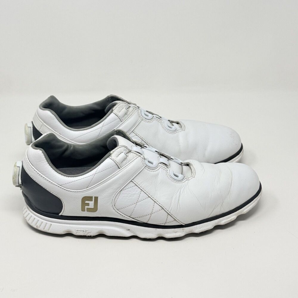 Footjoy Pro SL BOA Golf Shoes Mens 10 M White Black Leather Spikeless 53596 - Picture 3 of 16
